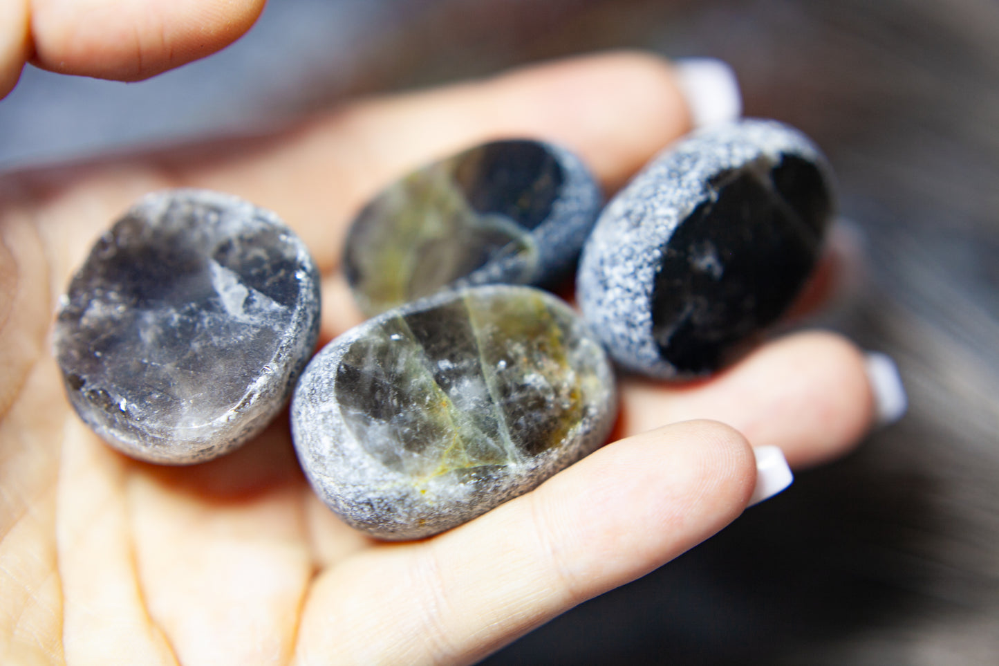 Smoky quartz (dark) with citrine - Ema egg