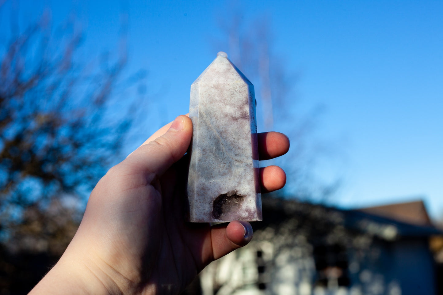 Blomsteragat med rosa ametist - torn