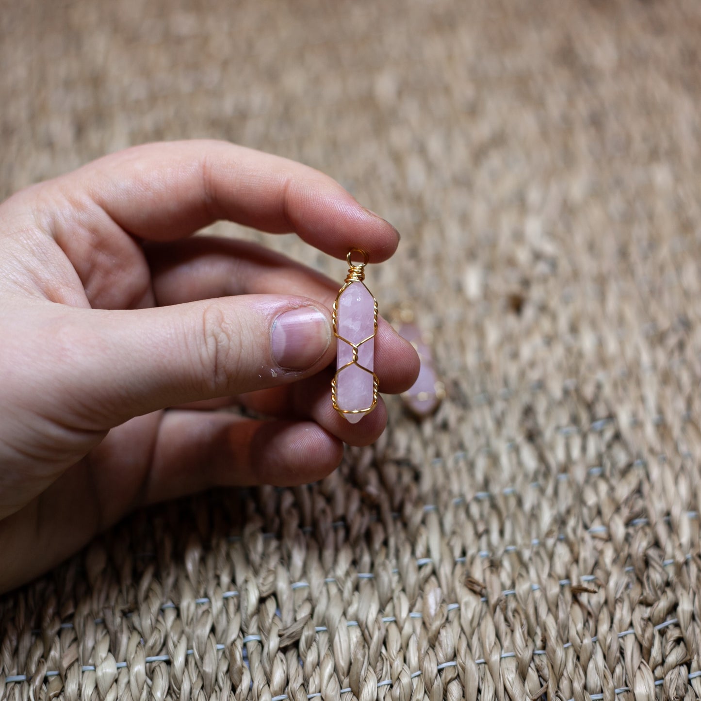 Rosenkvarts - DT berlock guld