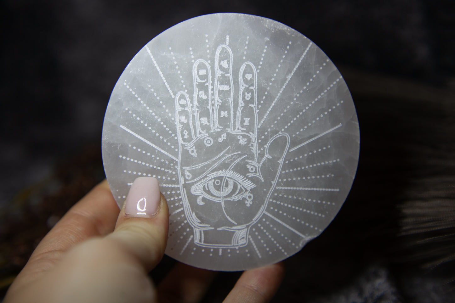 Selenite - Palmistry Hand Plate