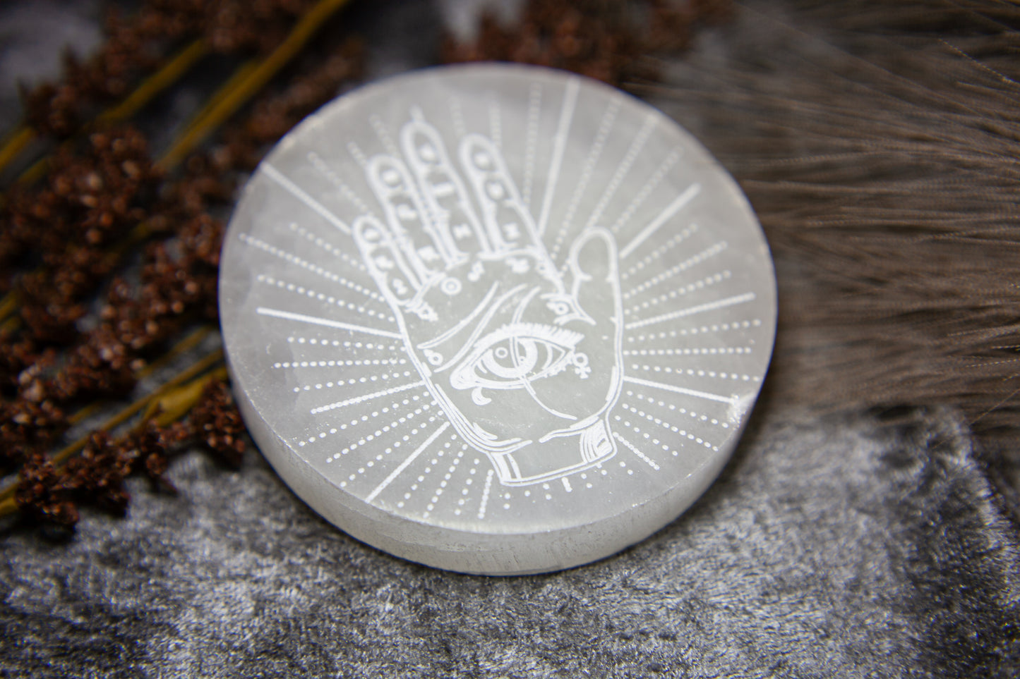 Selenite - Palmistry Hand Plate