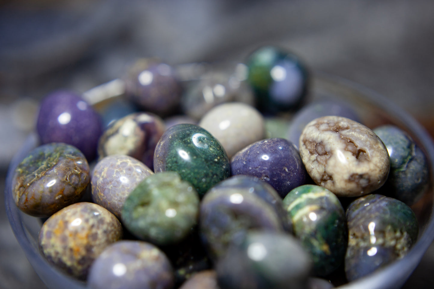 Grape agate - tumbled