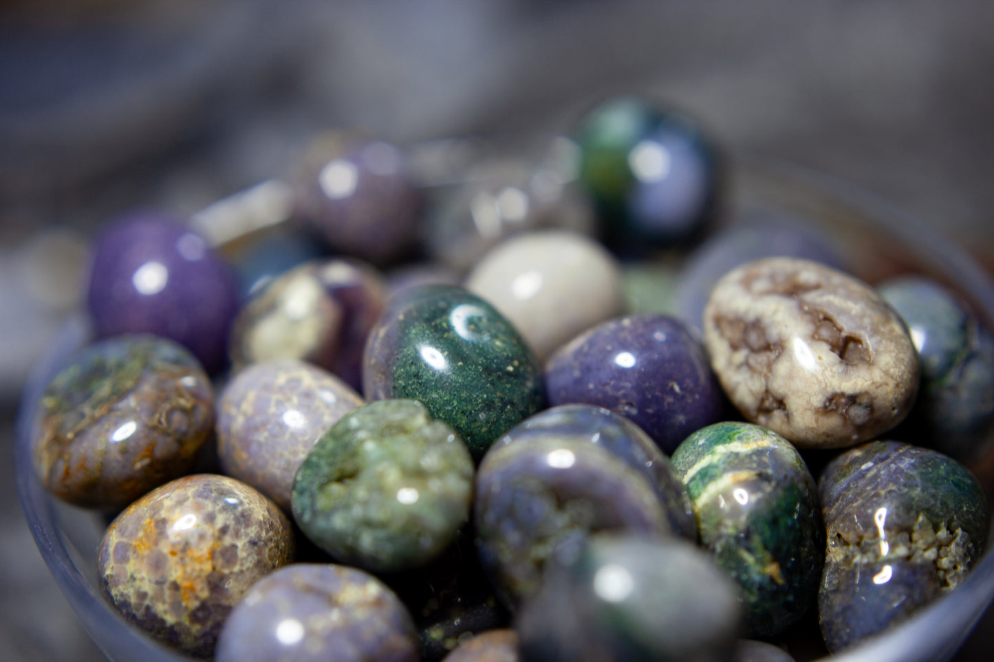 Grape agate - tumbled