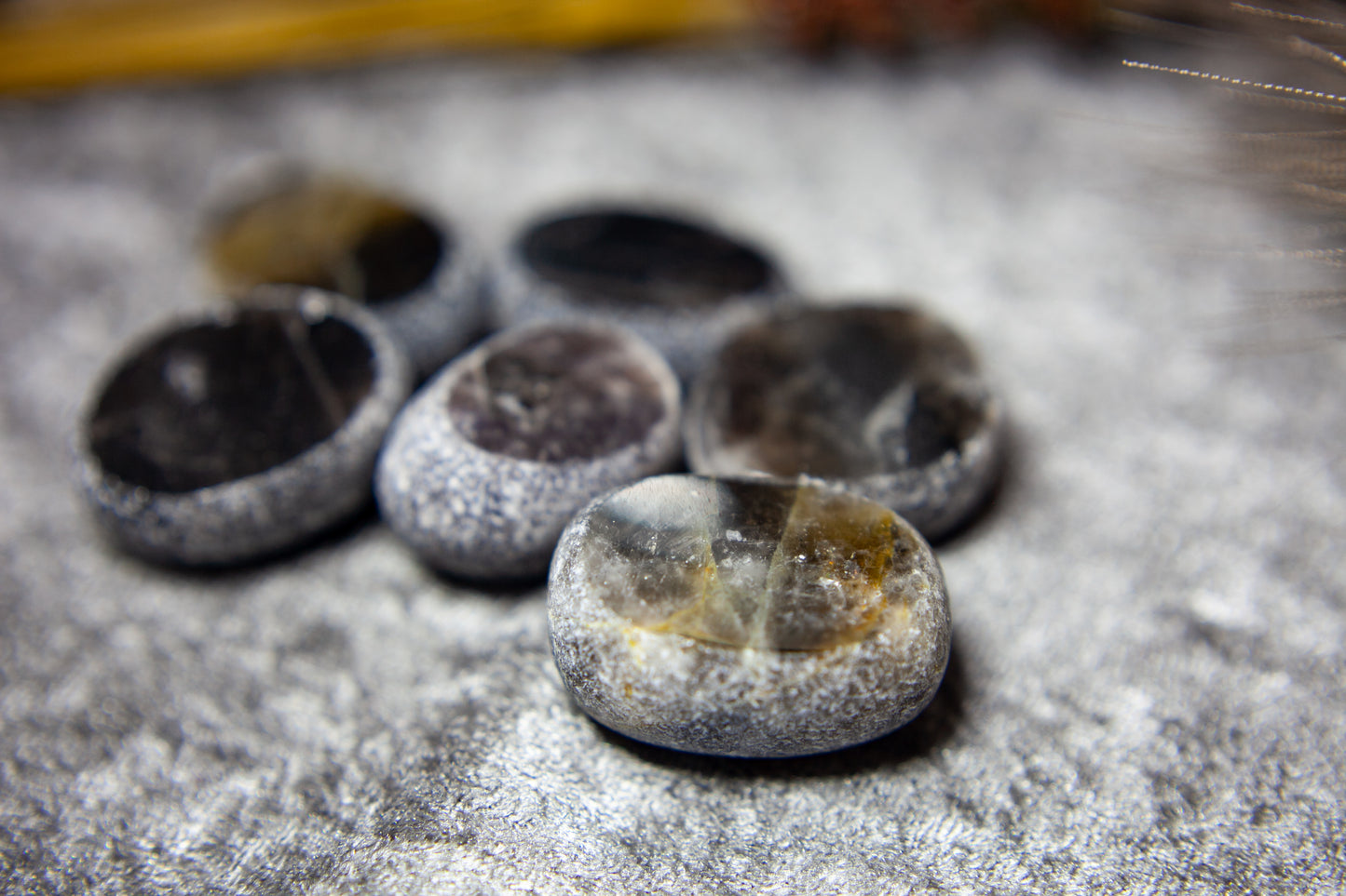 Smoky quartz (dark) with citrine - Ema egg