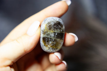 Smoky quartz (dark) with citrine - Ema egg