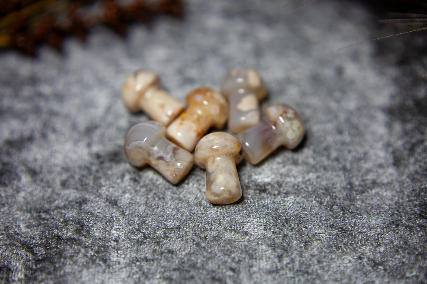 Flower Agate - mini mushrooms (wider)