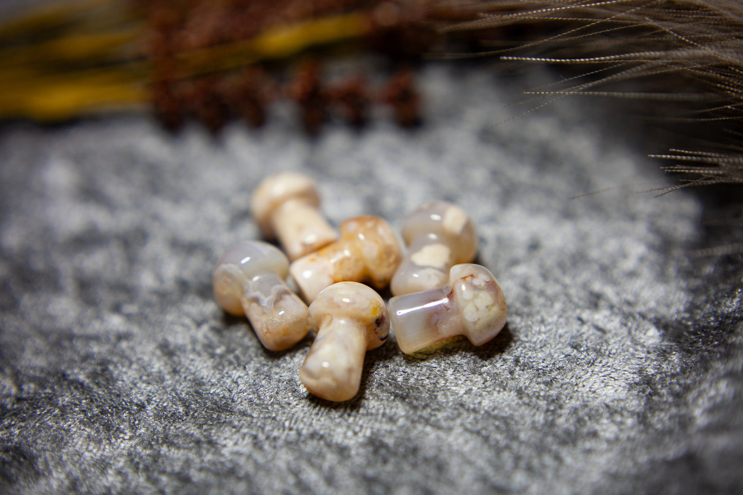 Flower Agate - mini mushrooms (wider)