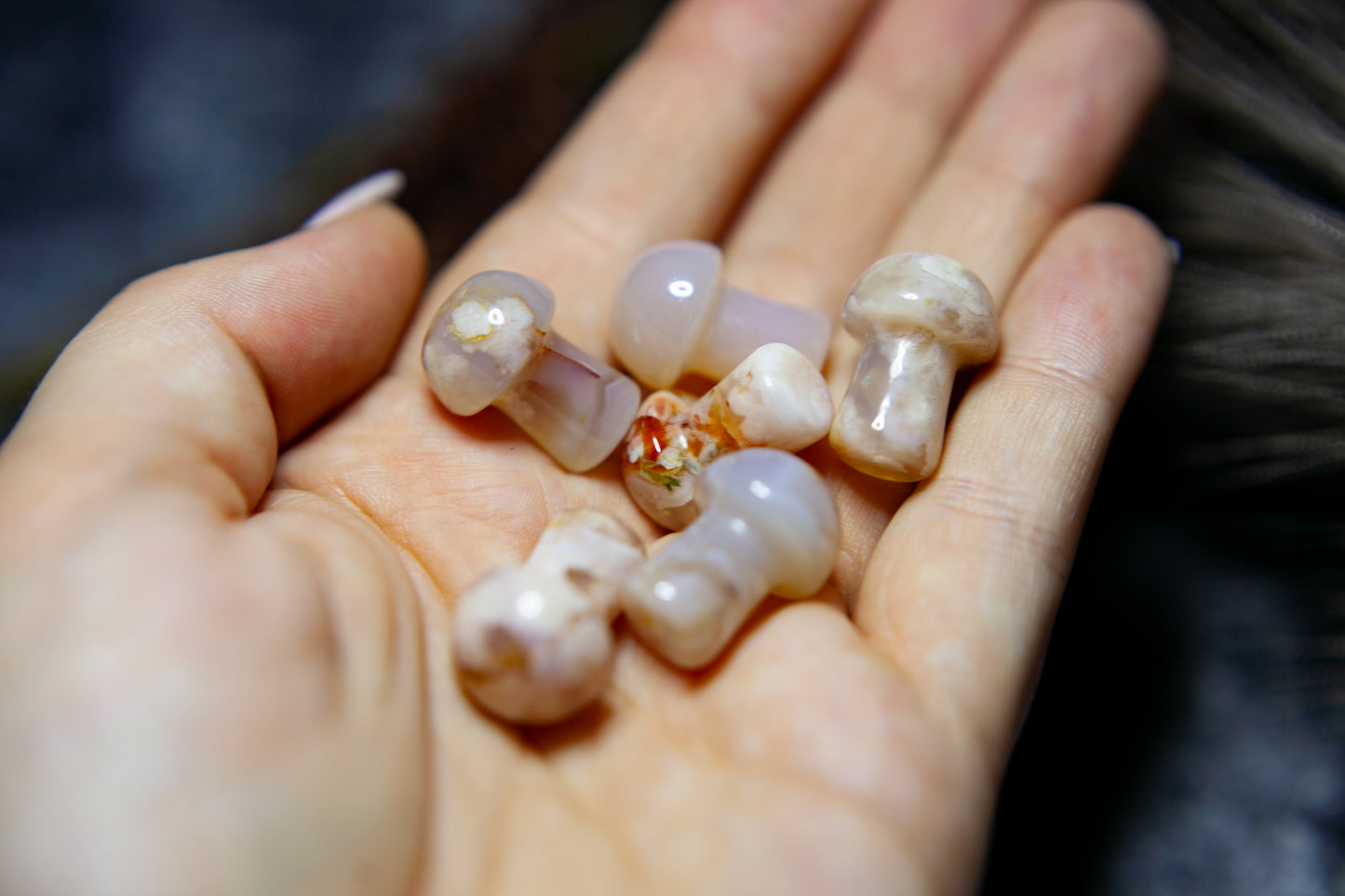 Flower Agate - mini mushrooms (wider)