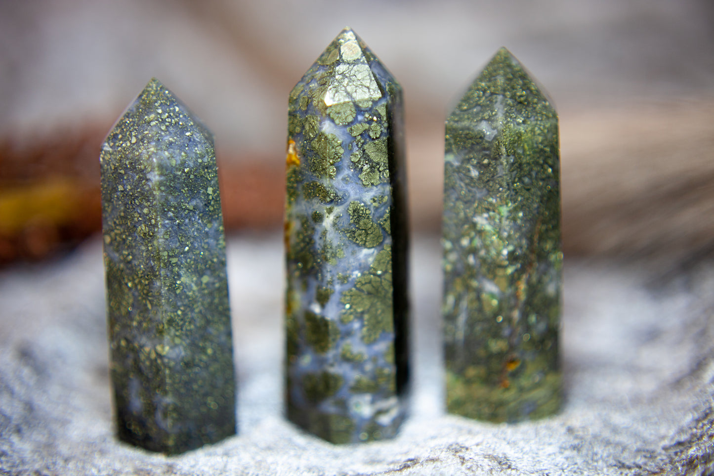 Pyrite in Blue Chalcedony and Quartz - point