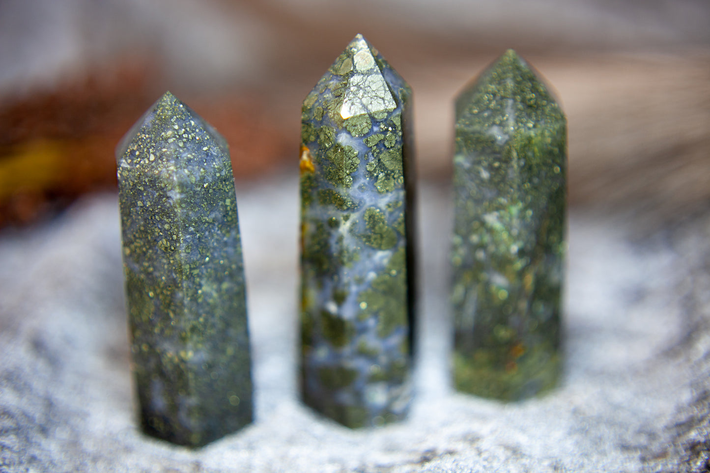 Pyrite in Blue Chalcedony and Quartz - point