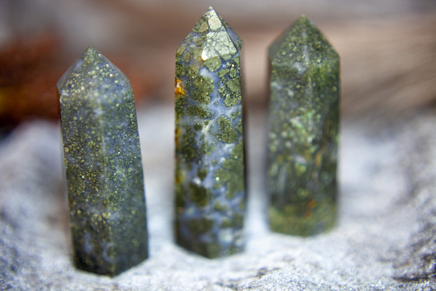 Pyrite in Blue Chalcedony and Quartz - point