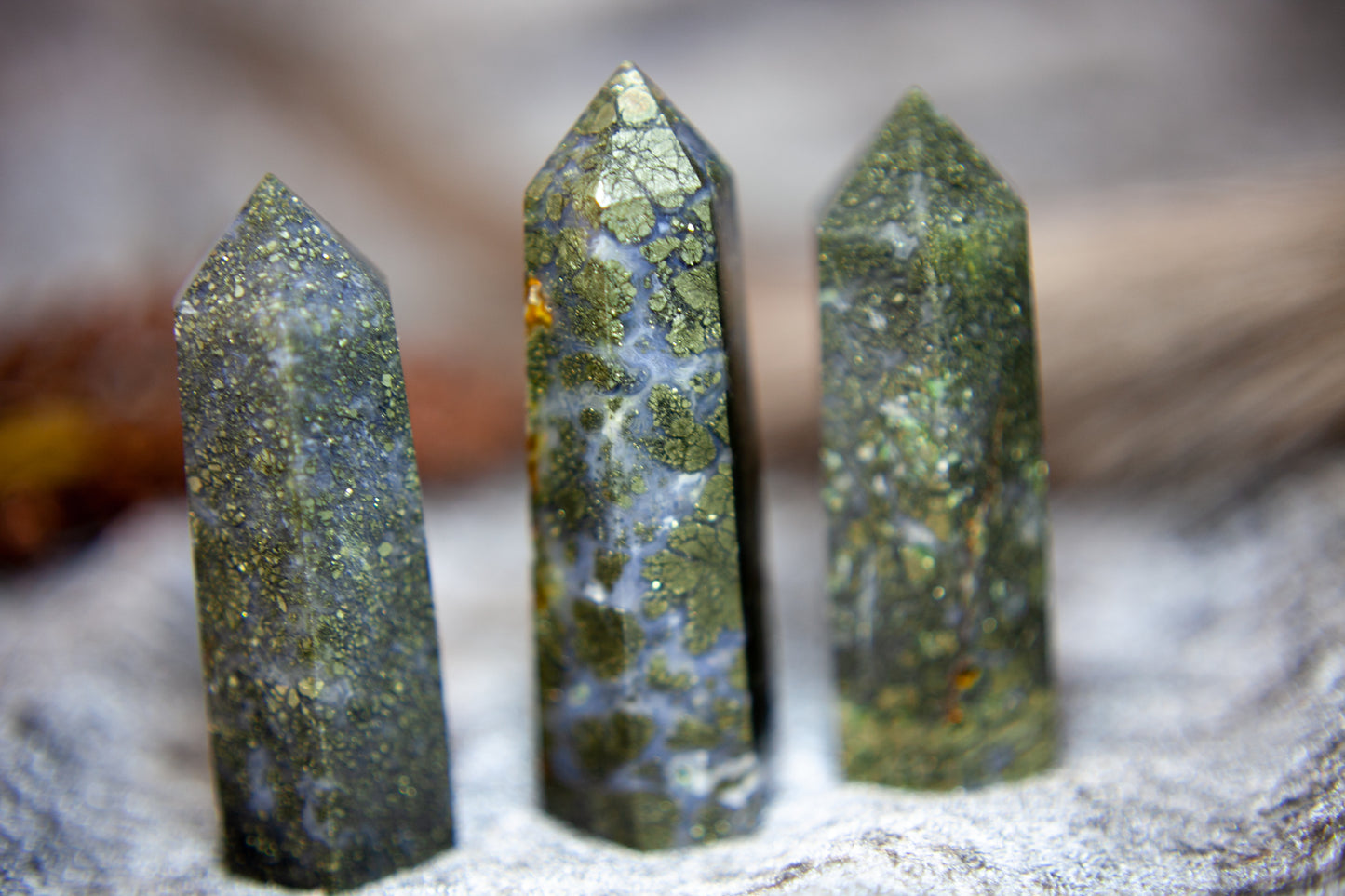 Pyrite in Blue Chalcedony and Quartz - point