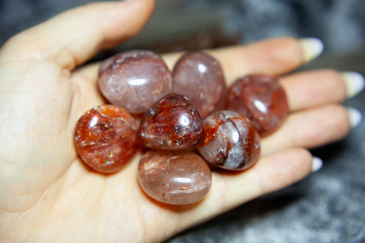 Röd Golden Healer/Hematoid - trumlad