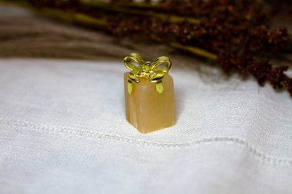 Orange Selenit - Julklapp med Guldrosett 𐙚