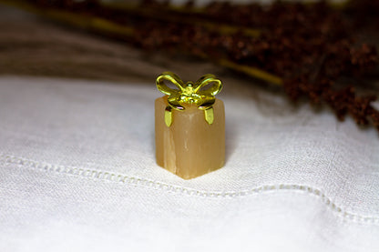 Orange Selenit - Julklapp med Guldrosett 𐙚