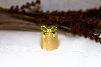 Orange Selenit - Julklapp med Guldrosett 𐙚