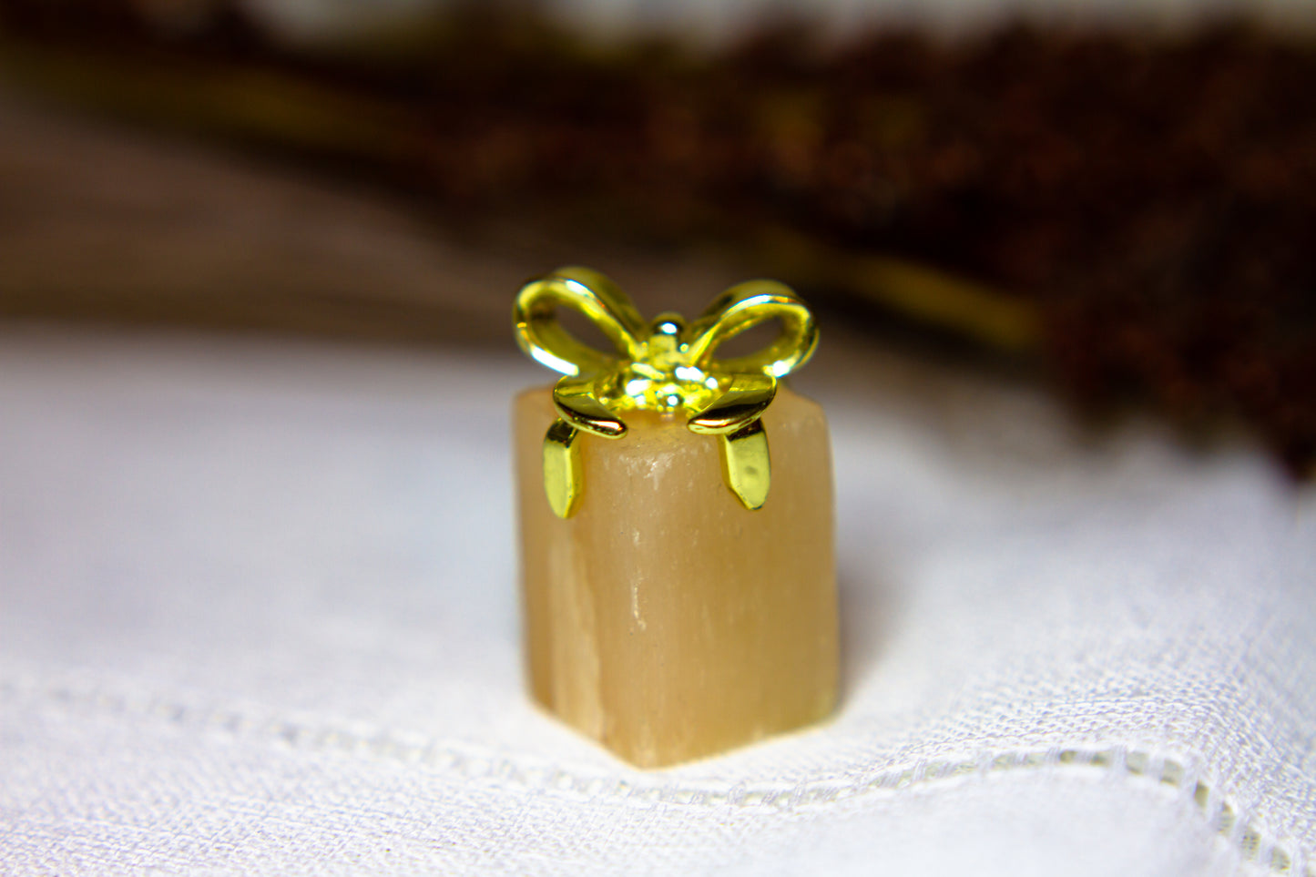 Orange Selenit - Julklapp med Guldrosett 𐙚