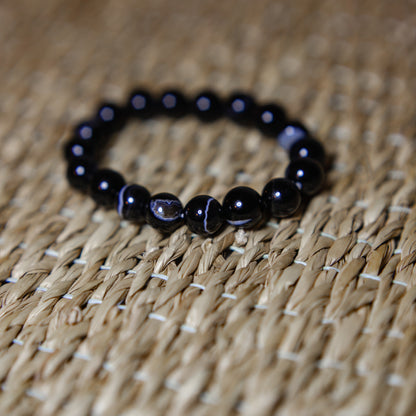 Bandad Svart Agat - Armband