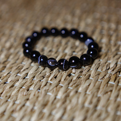 Bandad Svart Agat - Armband