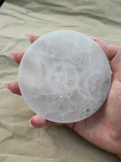 Selenite - triple moon plate