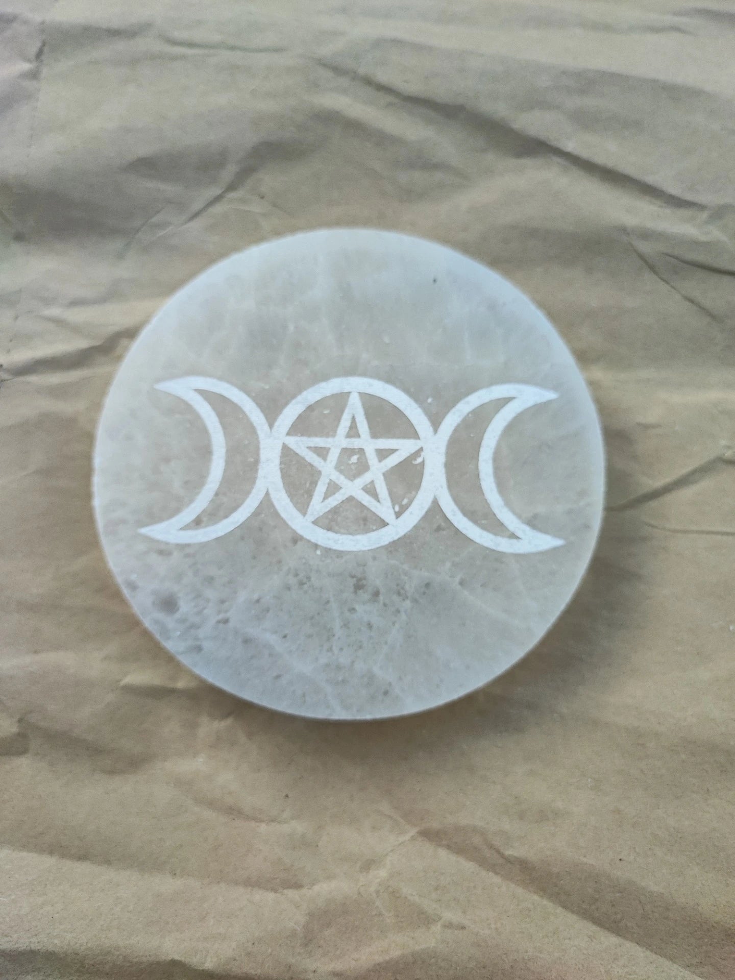 Selenite - triple moon plate