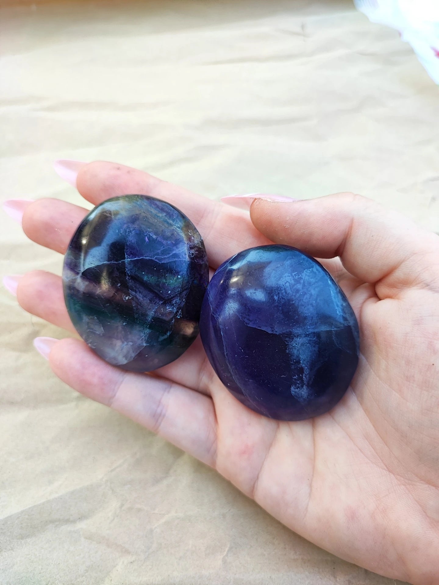 Rainbow fluorite - palmstone