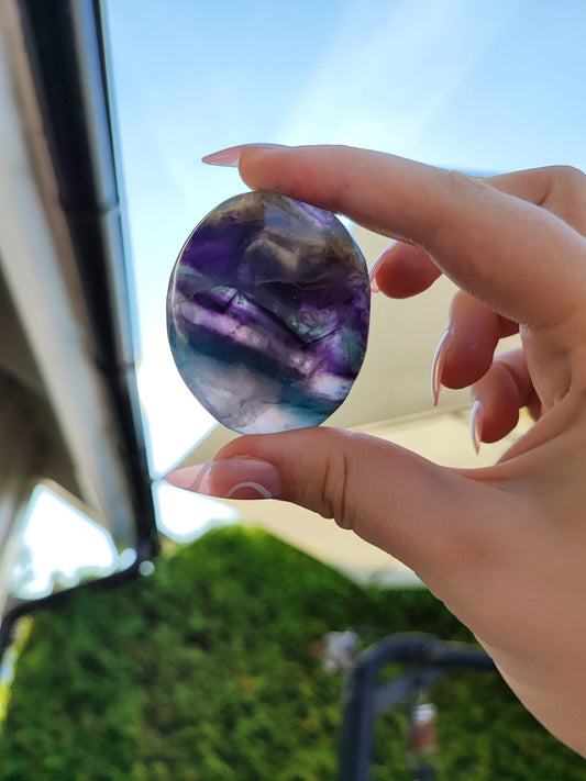 Rainbow fluorite - palmstone