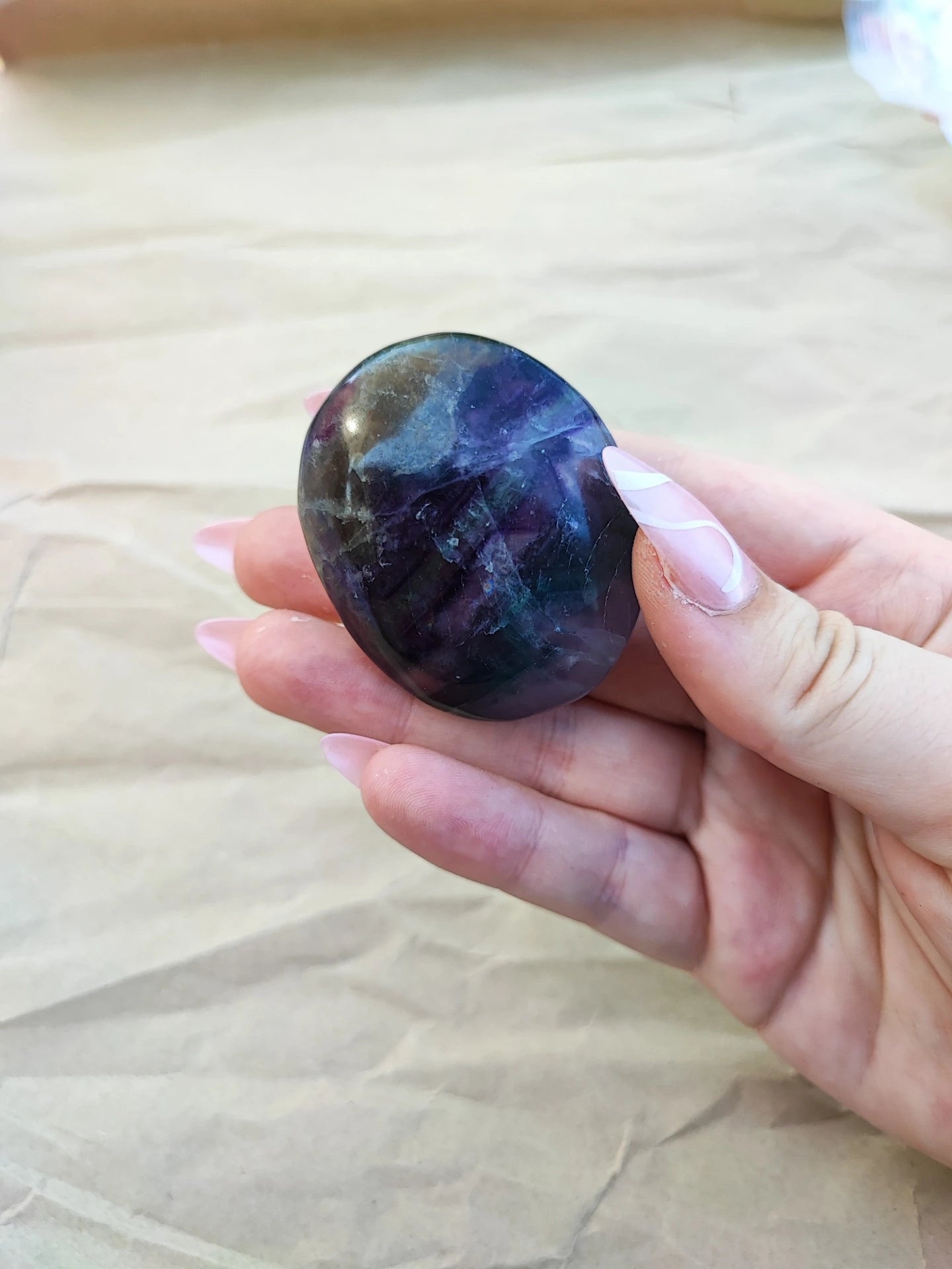 Rainbow fluorite - palmstone