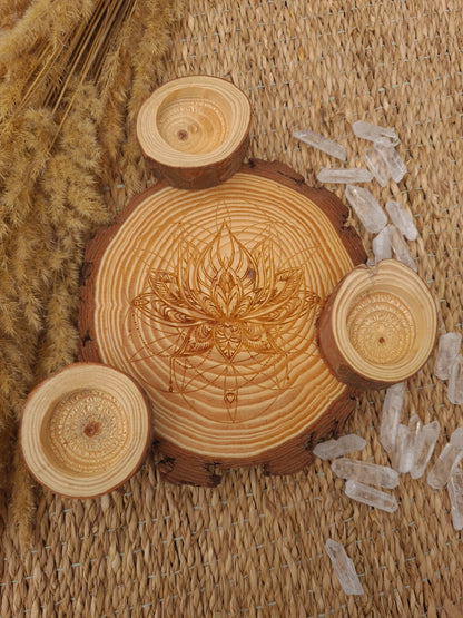 Klotställ i trä - blomma