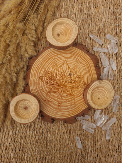 Klotställ i trä - blomma