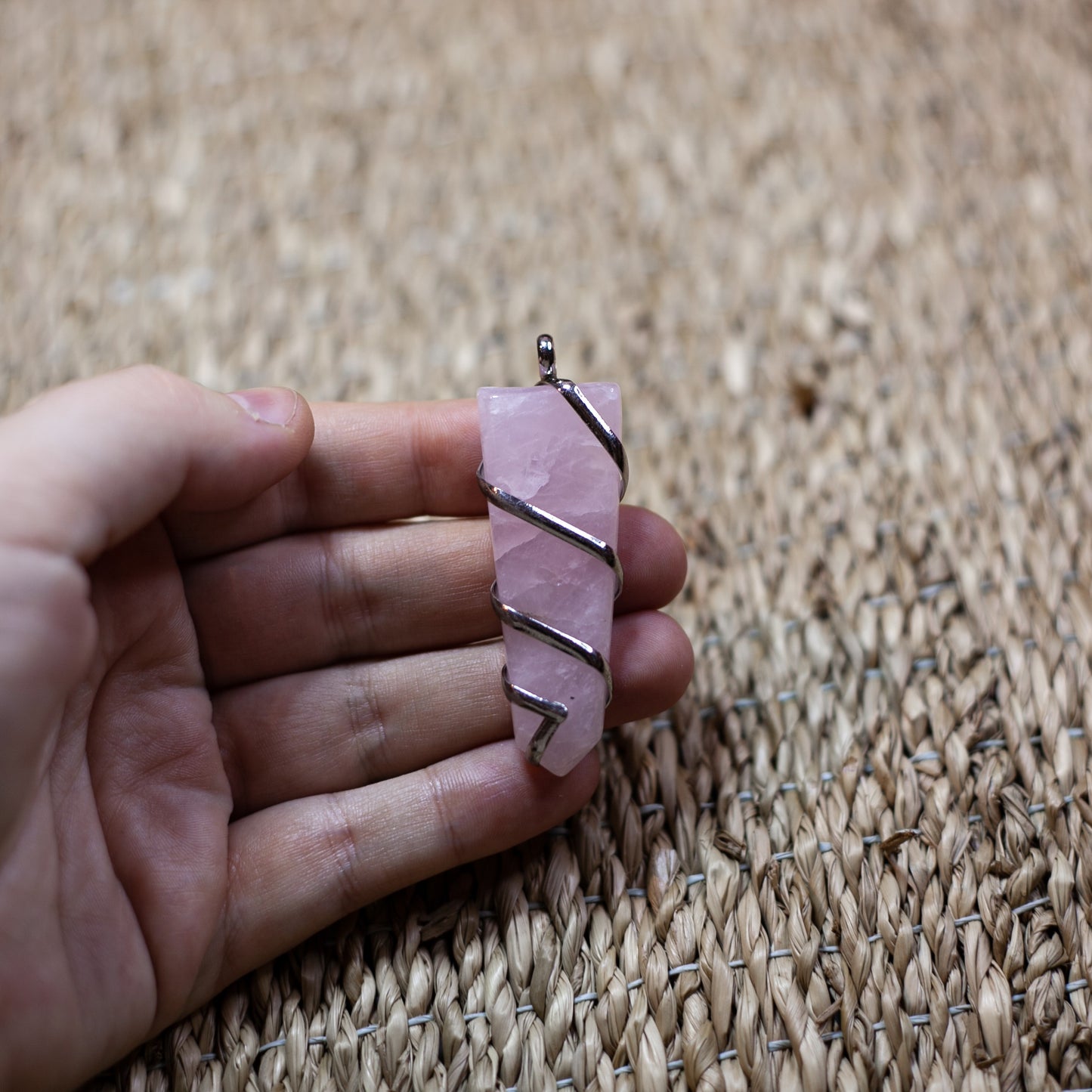 Rose Quartz - Large Pointed Charm